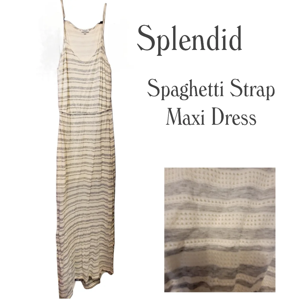SPLENDID eyelet Maxi Dress. With Half Slip And Side Slit. Med - Picture 2 of 11